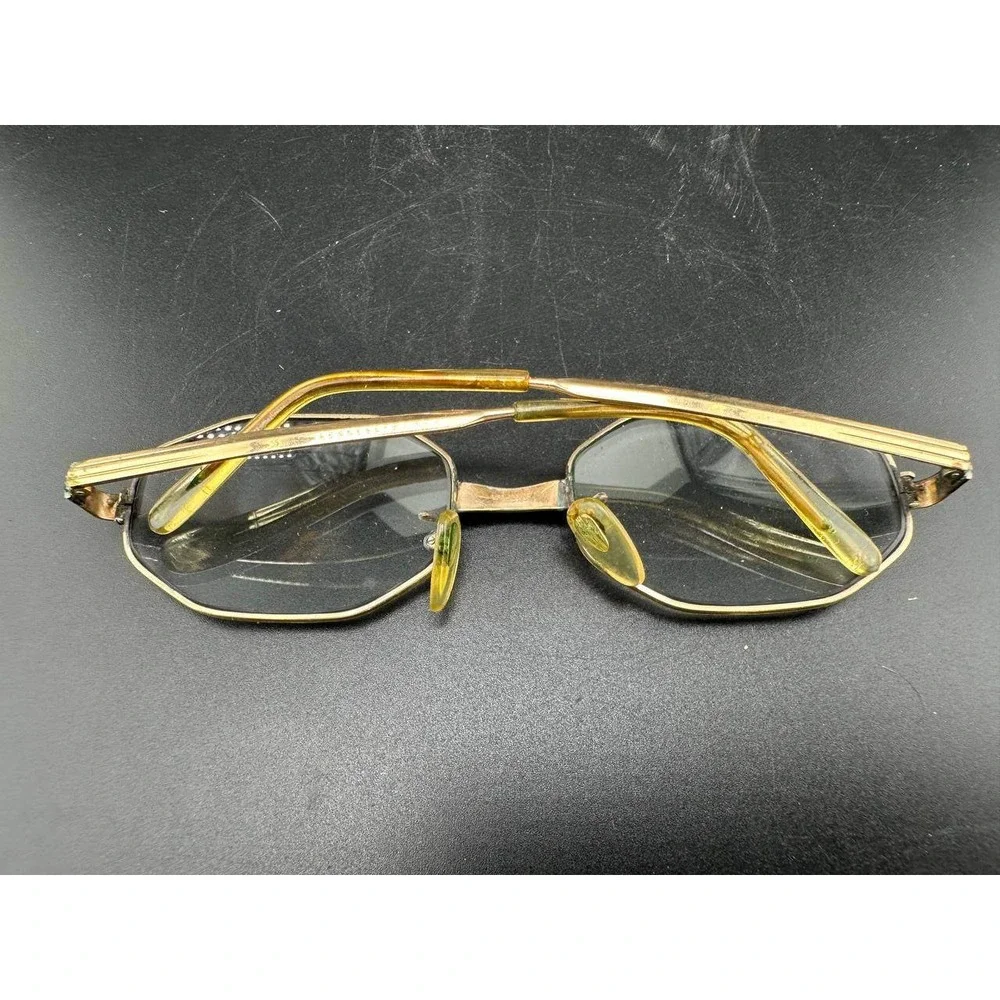 Vintage 12K Gold Filled Octagon‎ Eyeglasses West Germany Leather Case 051 (41)